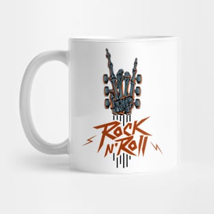 Guitar Neck Skeleton Hand Rock and Roll Guitar Pick Merch Mug